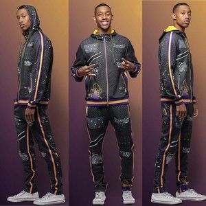 Men’s Fashion Black Purple Yellow Tracksuit